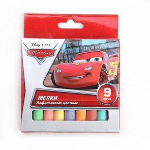 Мел асфальтовый, дизайн "Тачки Disney", 9 цветов (Multiart, ZHS-9DCsim)